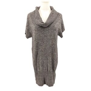 Cowl Neck Sweater Dress Tunic Cozy Minimalist Short Sleeve XL